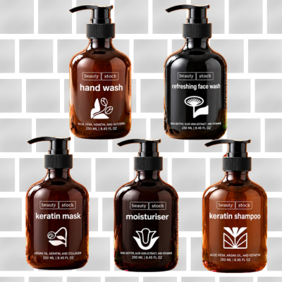 Beauty Stock Five-in-One Complete Care Combo – Moisturiser, Keratin Repair Shampoo, Hair Mask, Face Wash & Hand Wash (250ml Each)